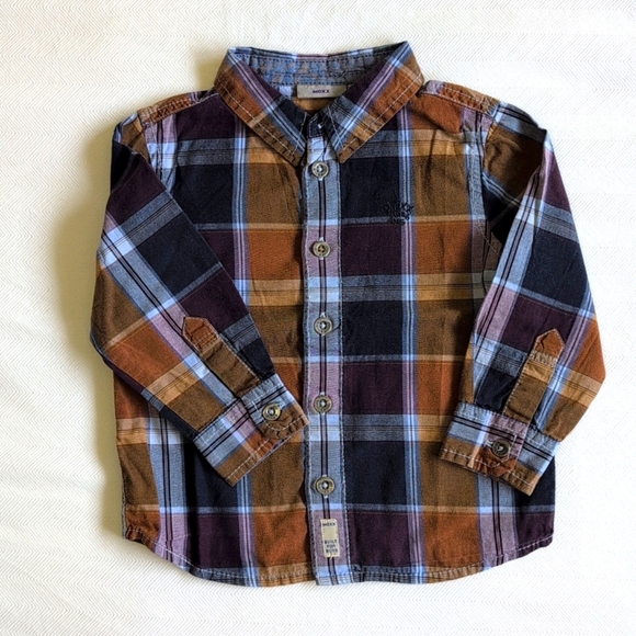 mexx plaid shirt & denim jeans matching outfit set 12-18 months baby toddler boy - Picture 6 of 16